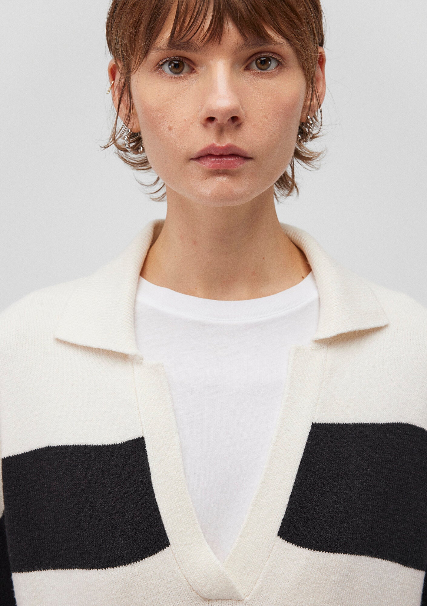 Black Striped Knit Polo