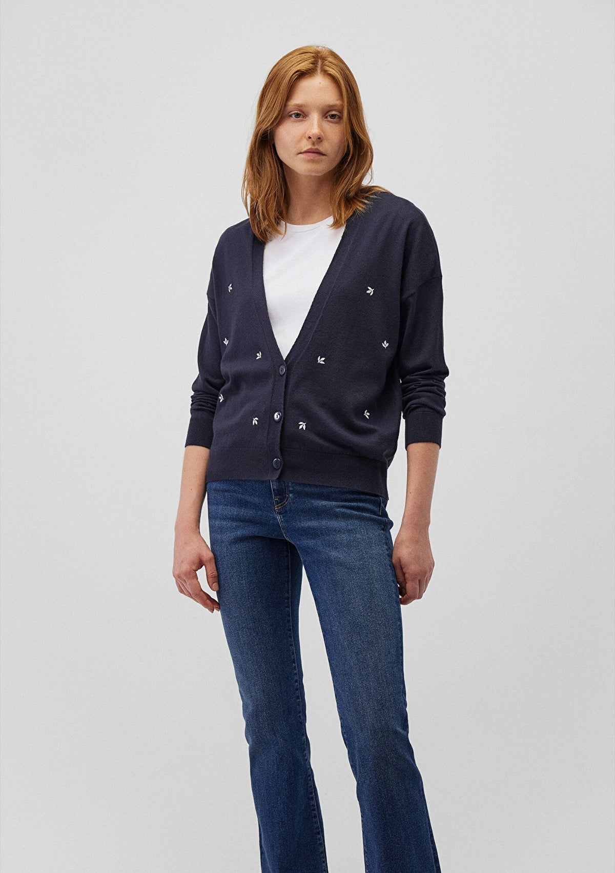 Buttoned Blue Hırka