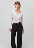 V Neck White Sweater