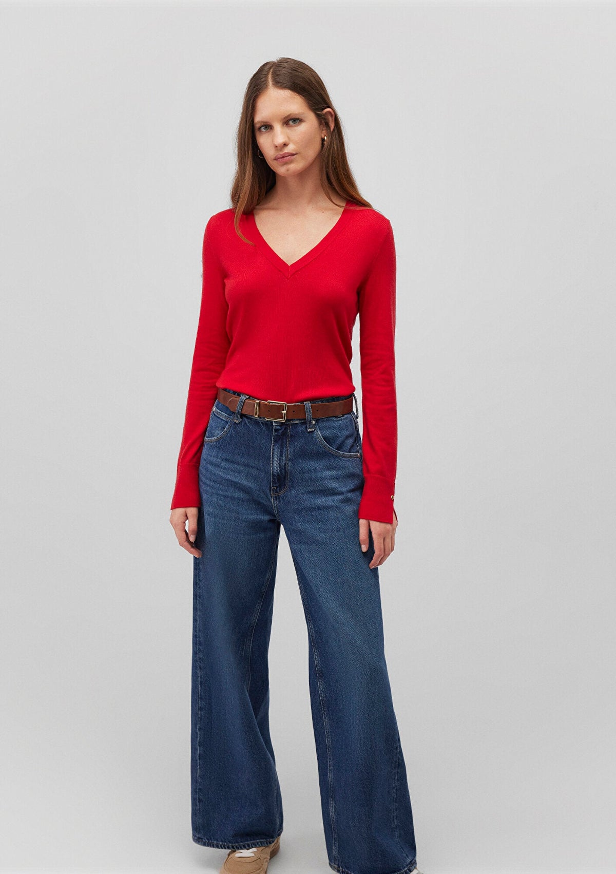 V Neck Red Sweater