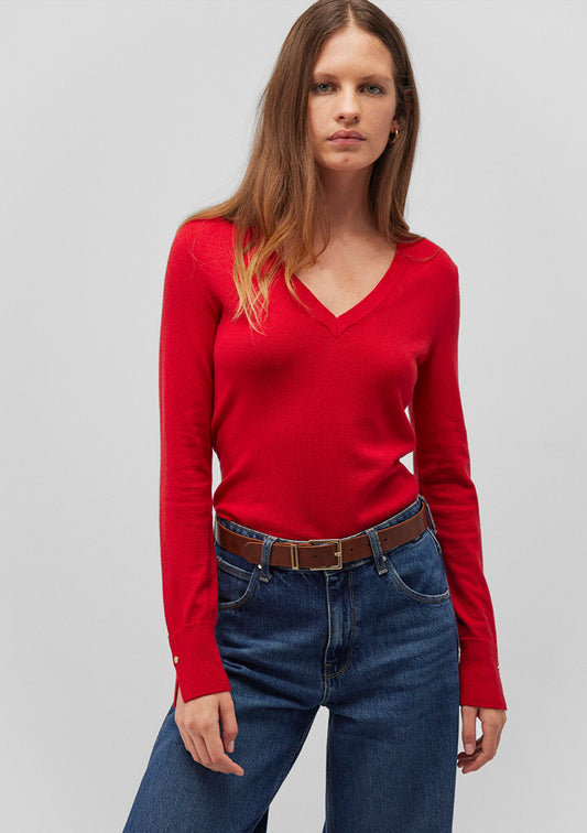 V Neck Red Sweater