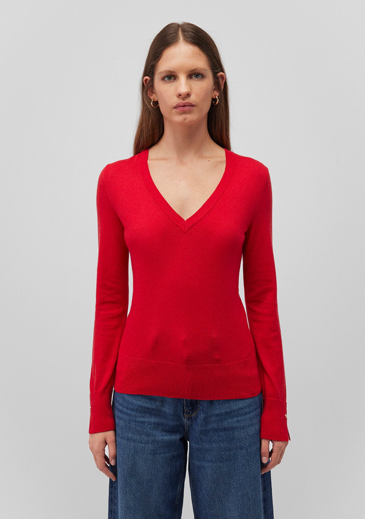 V Neck Red Sweater
