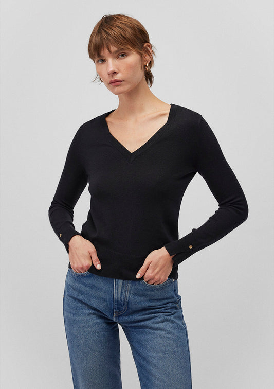 V Neck Black Sweater