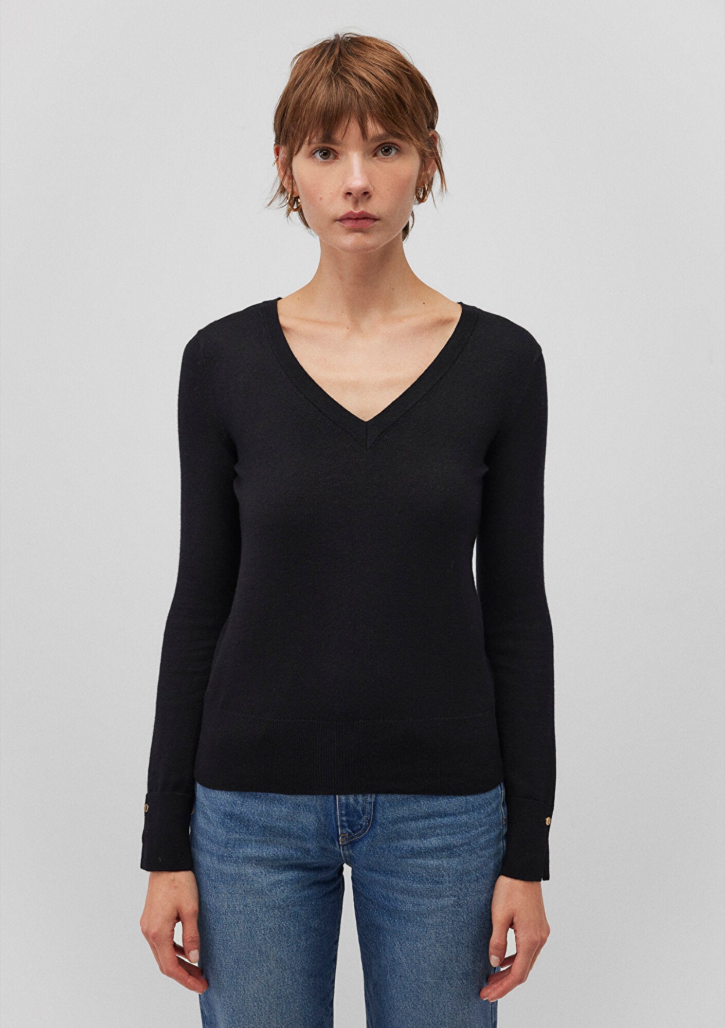 V Neck Black Sweater