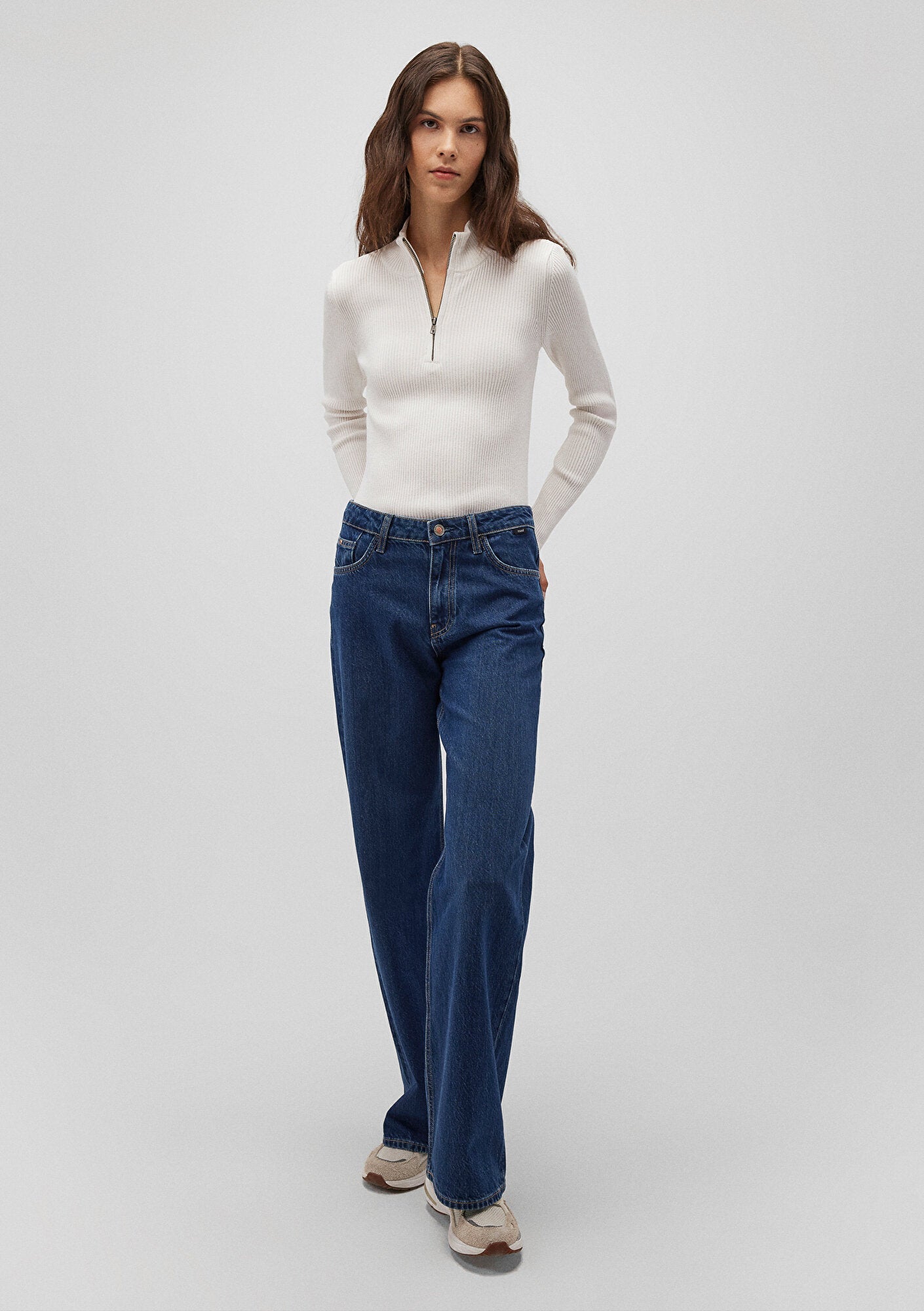 Half Zip White Sweater