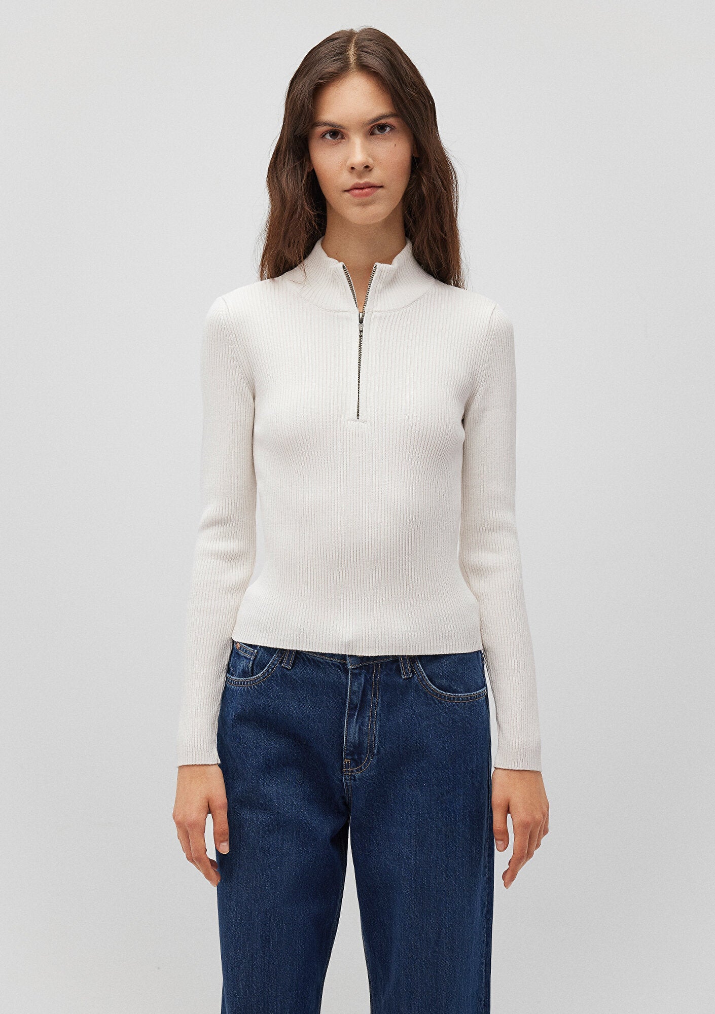 Half Zip White Sweater