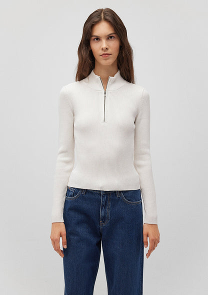 Half Zip White Sweater