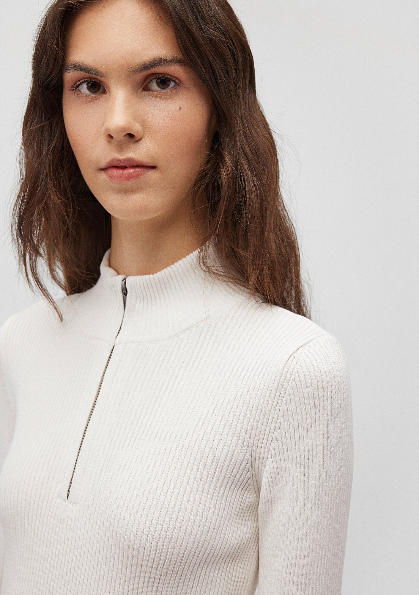 Half Zip White Sweater