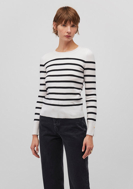 Black Striped Crewneck Sweater