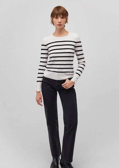 Black Striped Crewneck Sweater