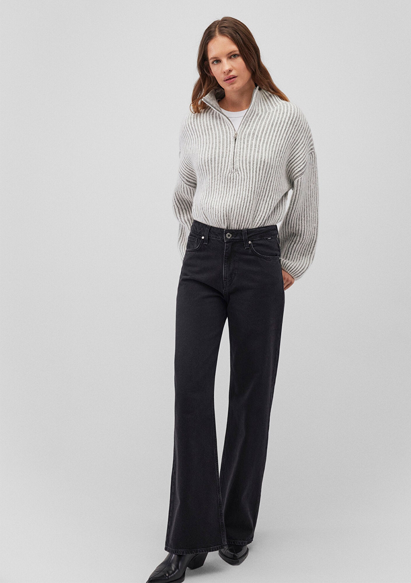 Half Zip White Sweater