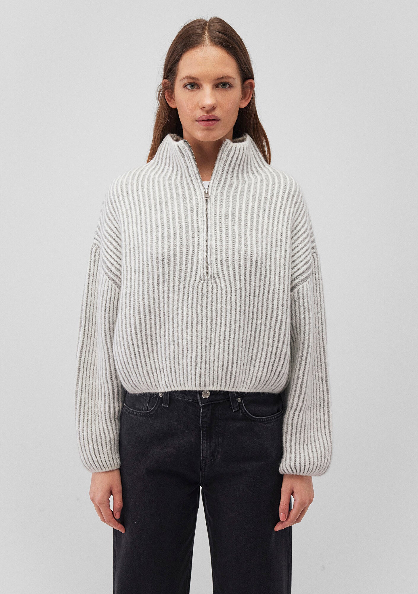 Half Zip White Sweater