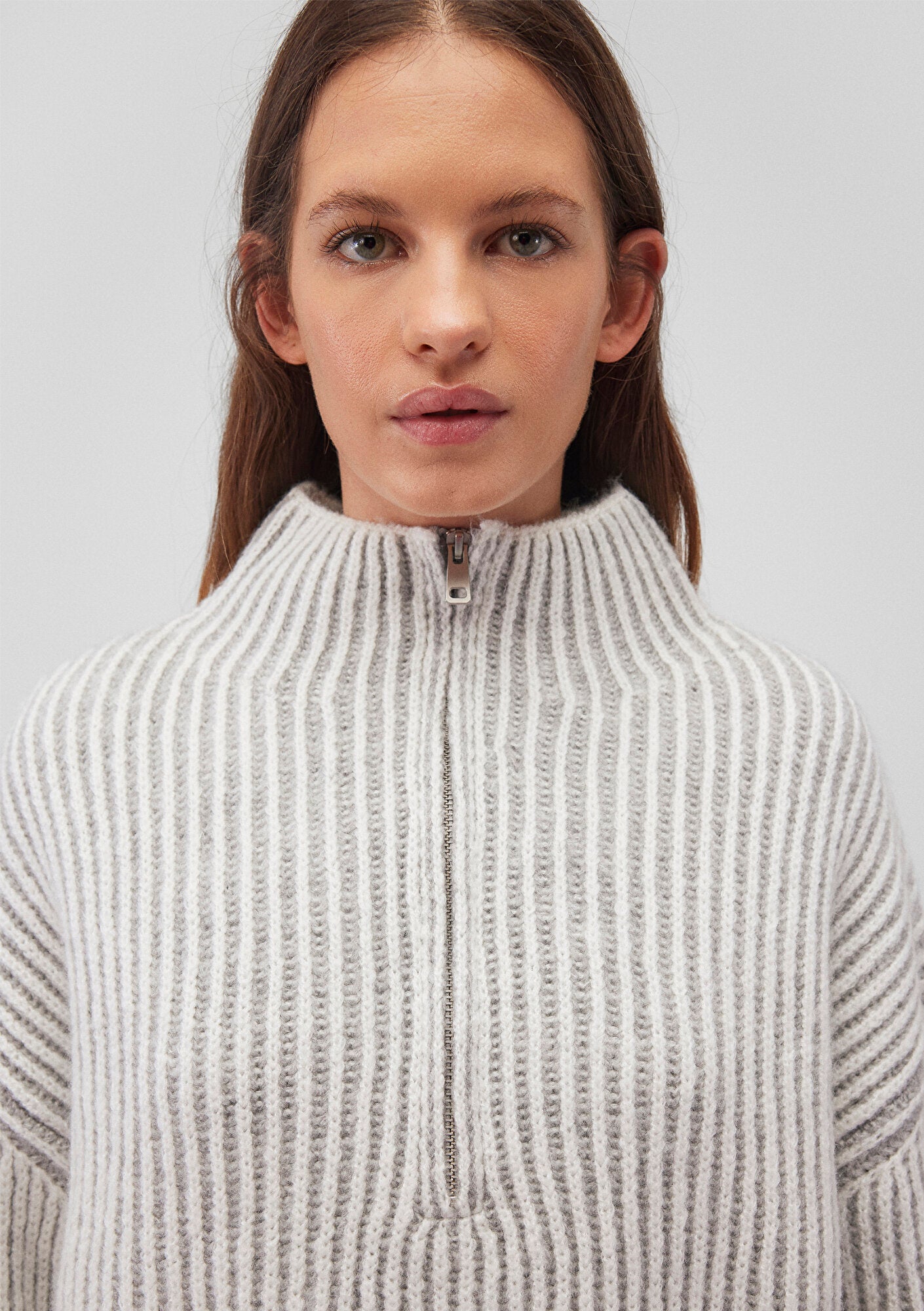 Half Zip White Sweater