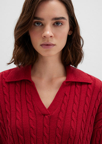 Red Knit Polo