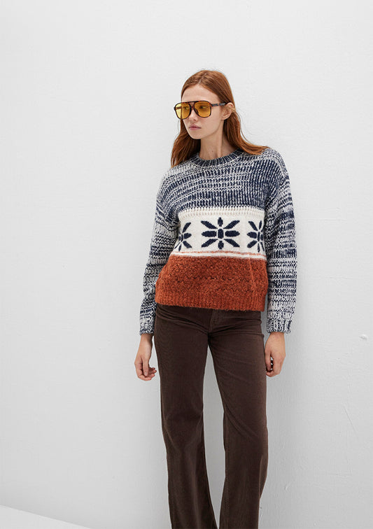 Snowflake Detailed Multi Color Sweater