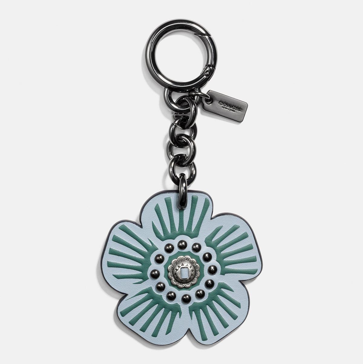 17449-Willow Floral Bag Charm-Bk/Pale Blue
