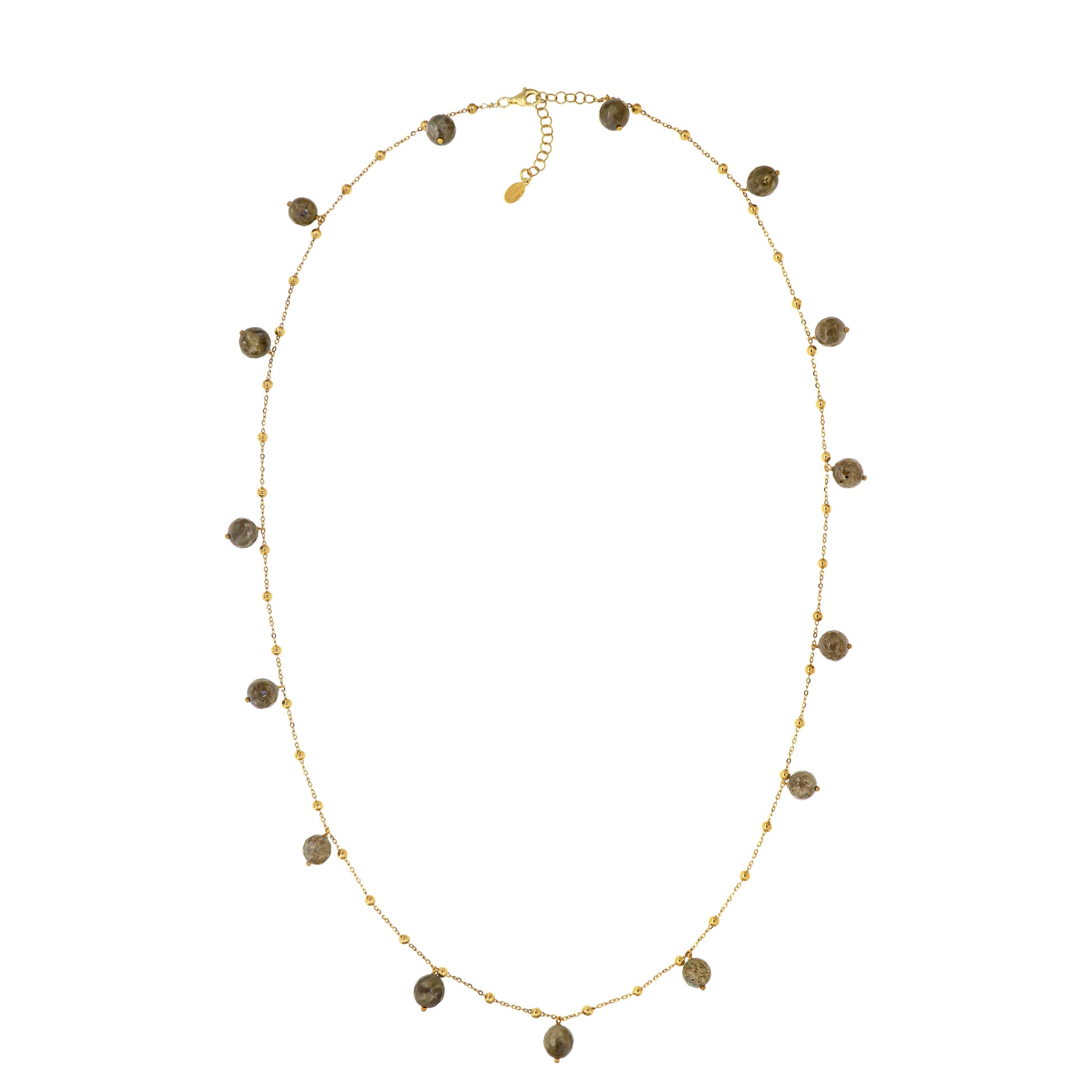 181COL-Silver Yellow Gold Plated Long Necklace (Total length 74 cm) or Double Short Necklace or 4 Times Bracelet-Yellow Gold Plated