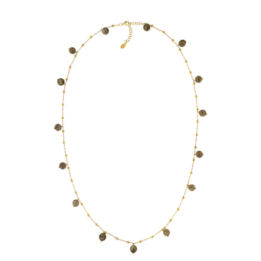 181COL-Silver Yellow Gold Plated Long Necklace (Total length 74 cm) or Double Short Necklace or 4 Times Bracelet-Yellow Gold Plated