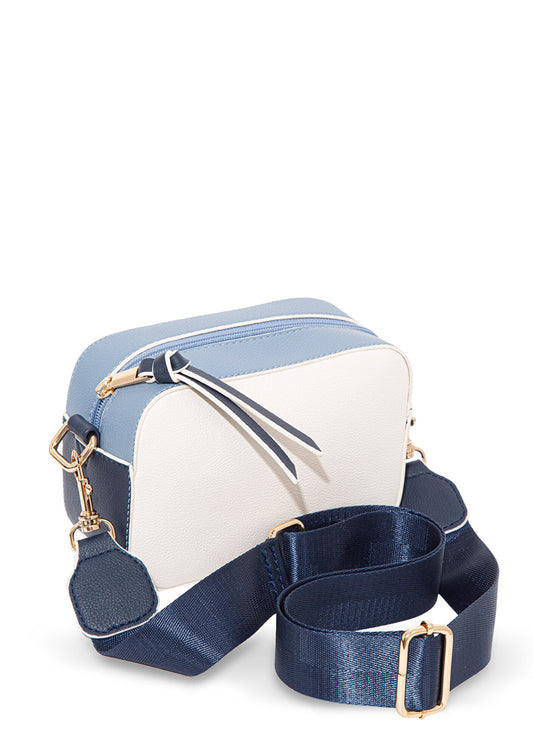 Navy Strap Ecru Messenger Bag