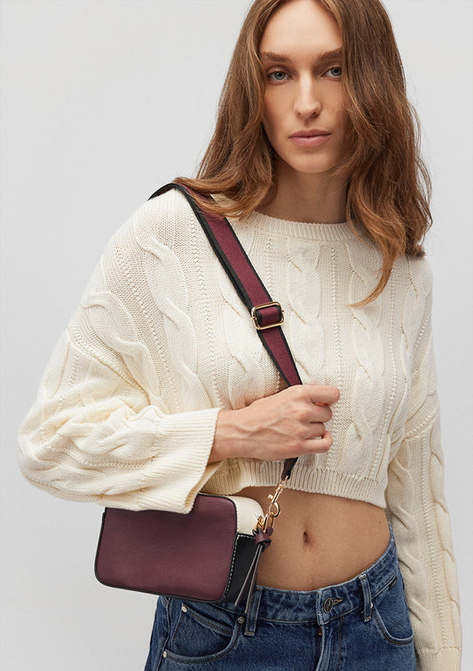 Black Strap Burgundy Camera Bag
