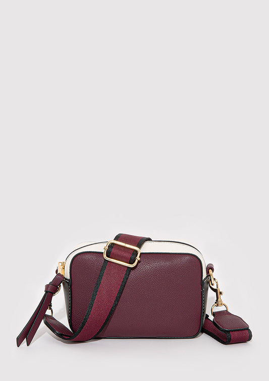 Black Strap Burgundy Camera Bag