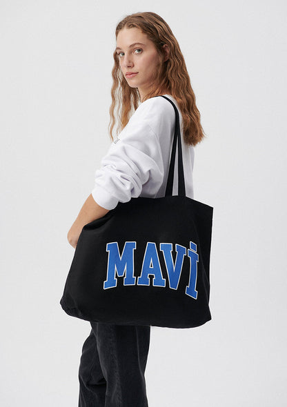 Mavi Logo Printed Black Shopper Bag
