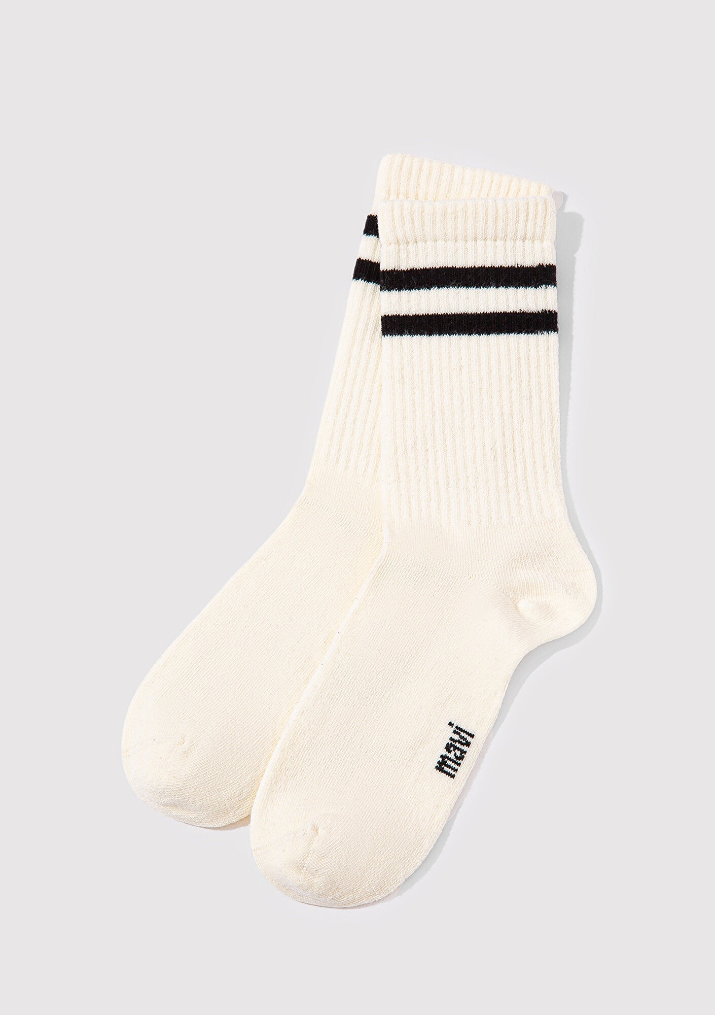 Striped Detailed Ecru Socket Socks