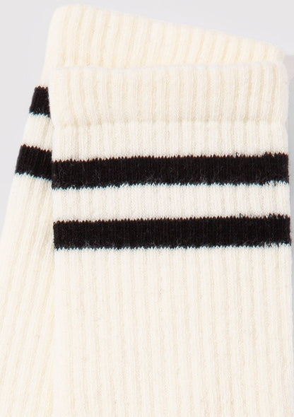 Striped Detailed Ecru Socket Socks