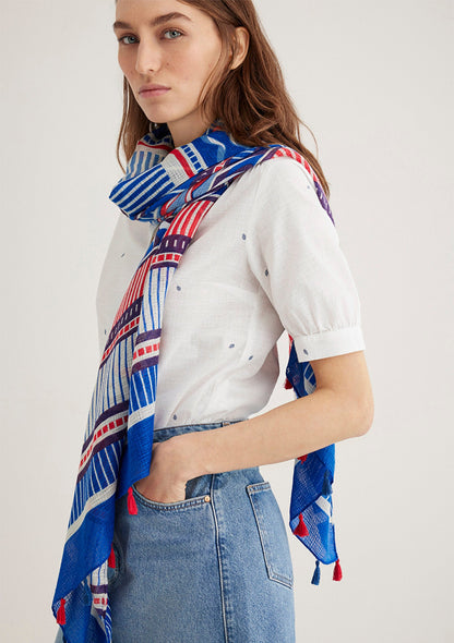 Printed Navy Blue Shawl