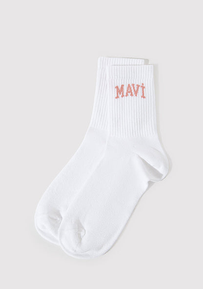 Mavi Logo Detailed White Socket Socks