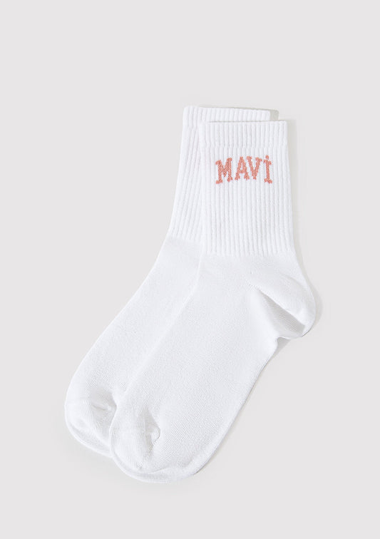 Mavi Logo Detailed White Socket Socks