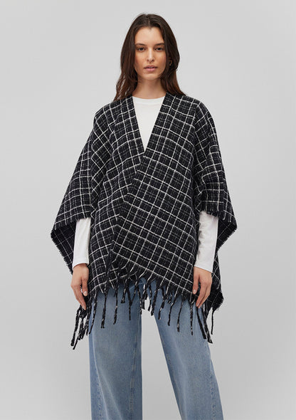 Black Checkered Poncho