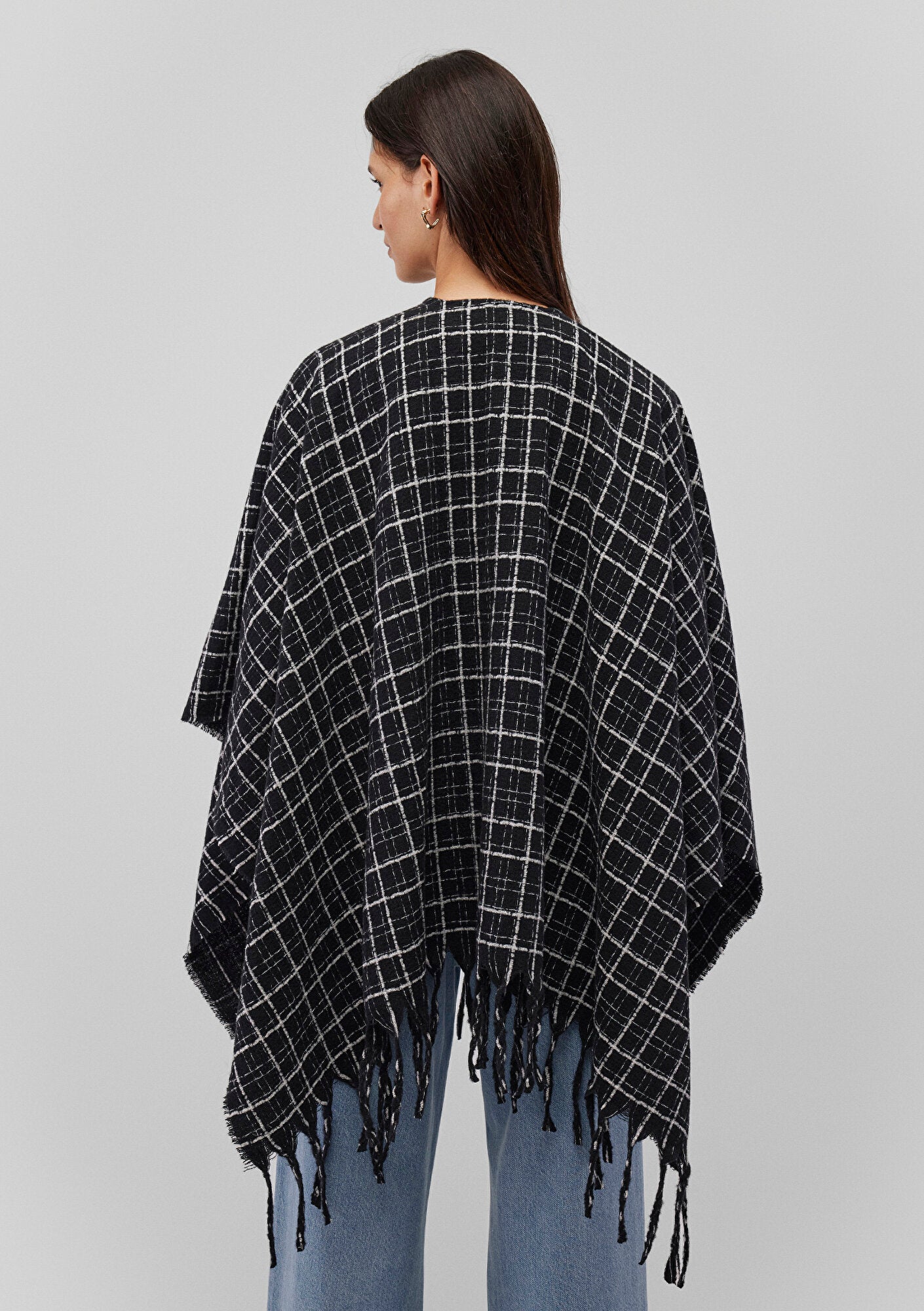 Black Checkered Poncho