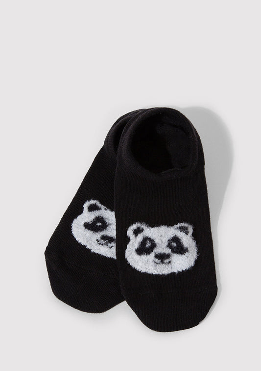 Panda Printed Black Ballerina Socks