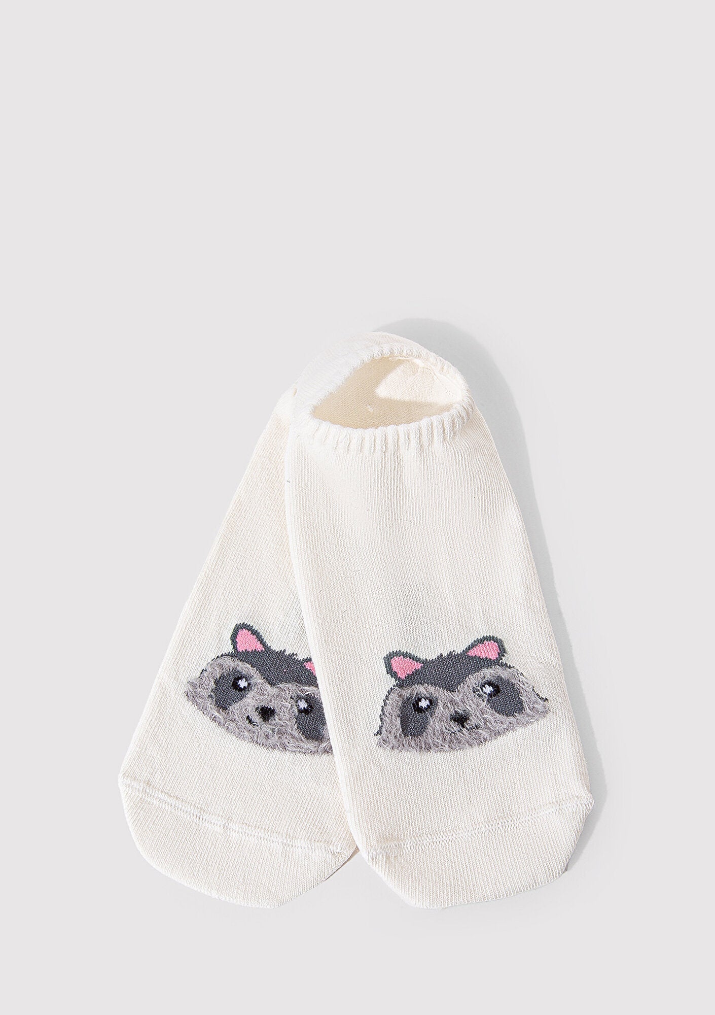 Tilki Printed White Ballerina Socks