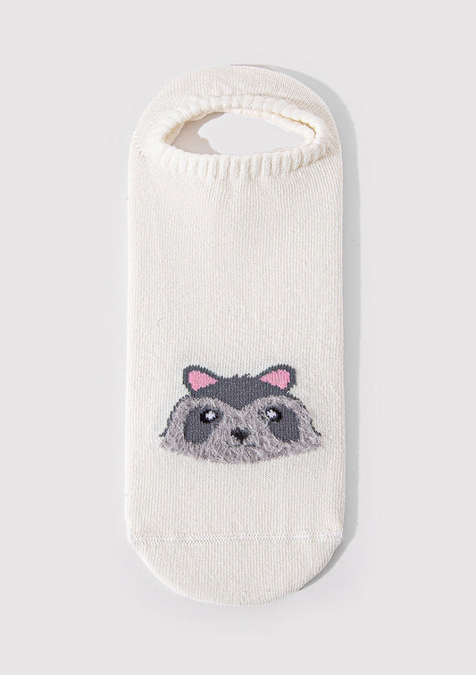 Tilki Printed White Ballerina Socks