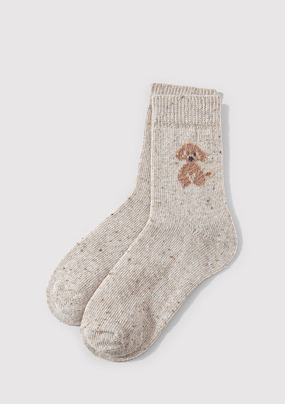 Wool Mix Beige Boot Socks