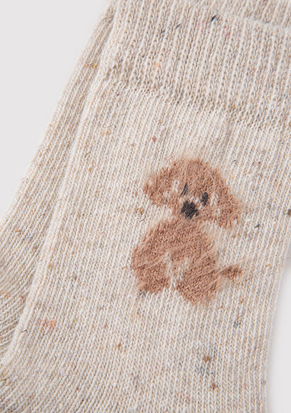 Wool Mix Beige Boot Socks