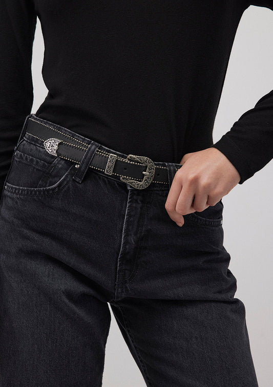 Black Artificial Leather Belt