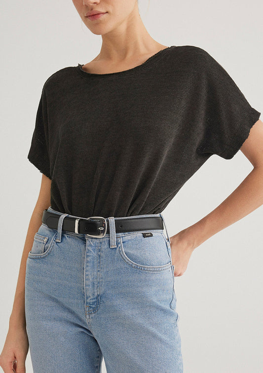Black Faux Leather Belt