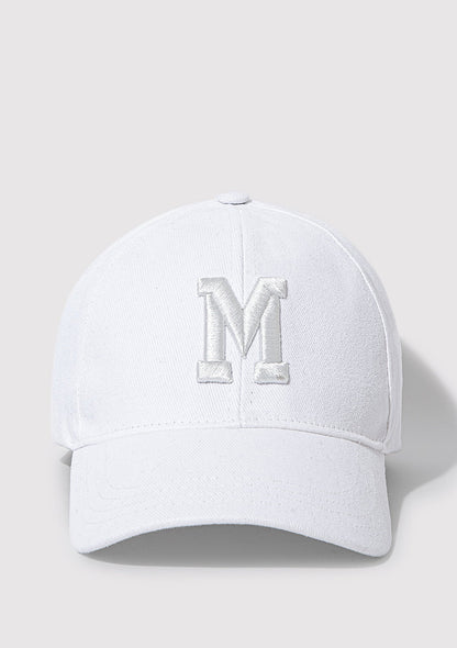 M Emroidered White Cap