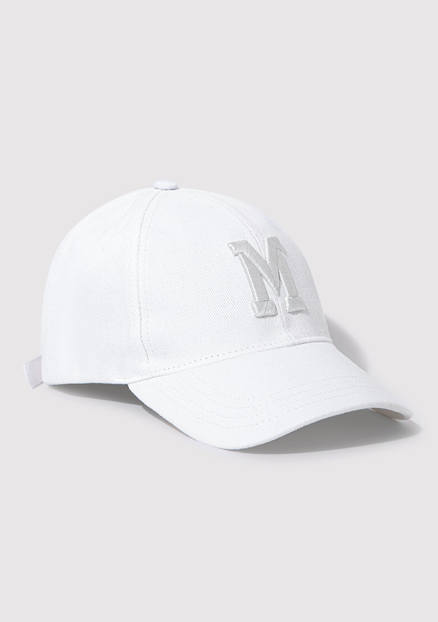 M Emroidered White Cap