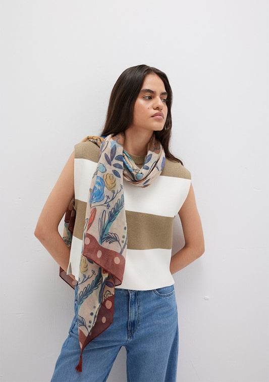 Printed Beige Shawl