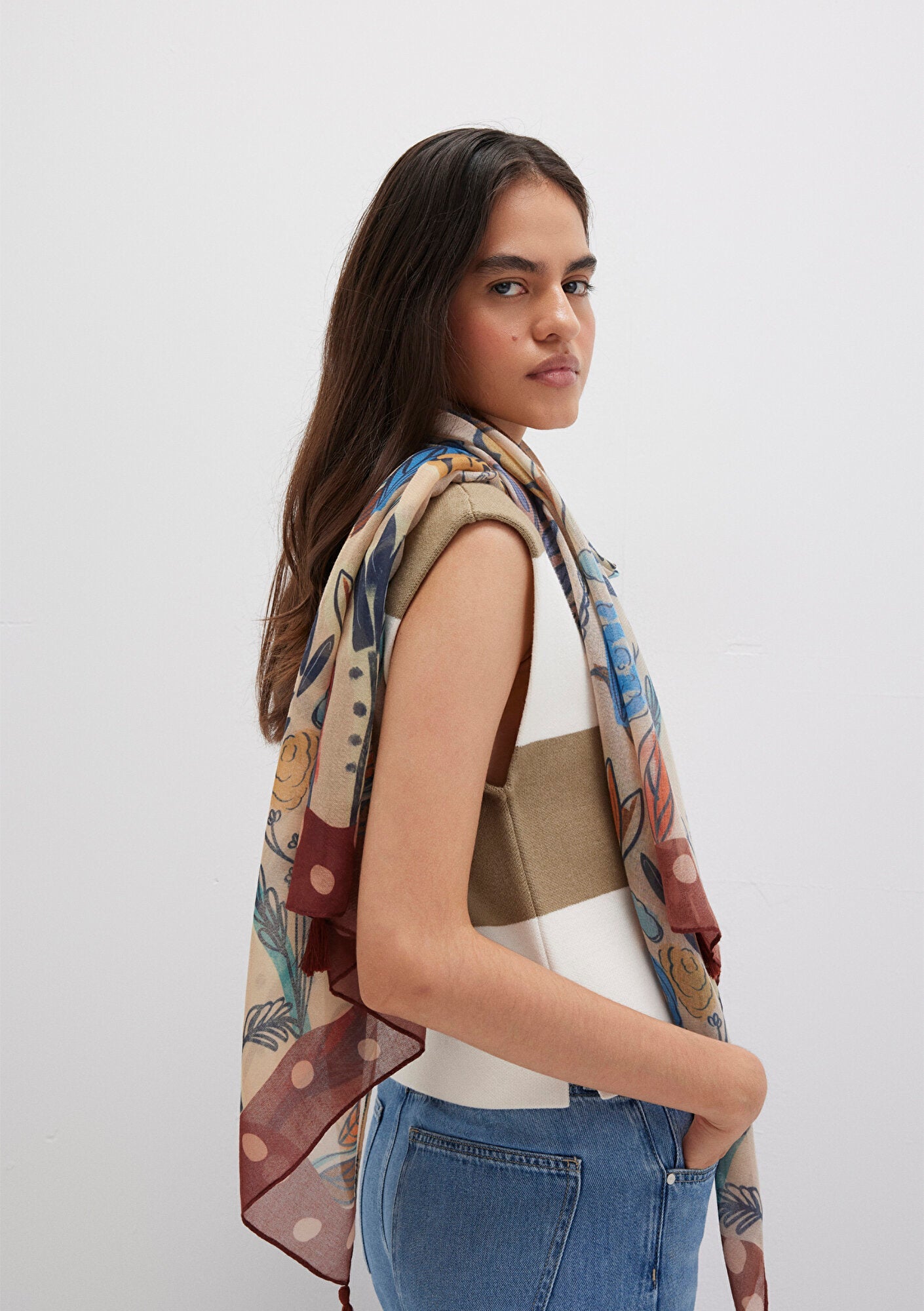 Printed Beige Shawl
