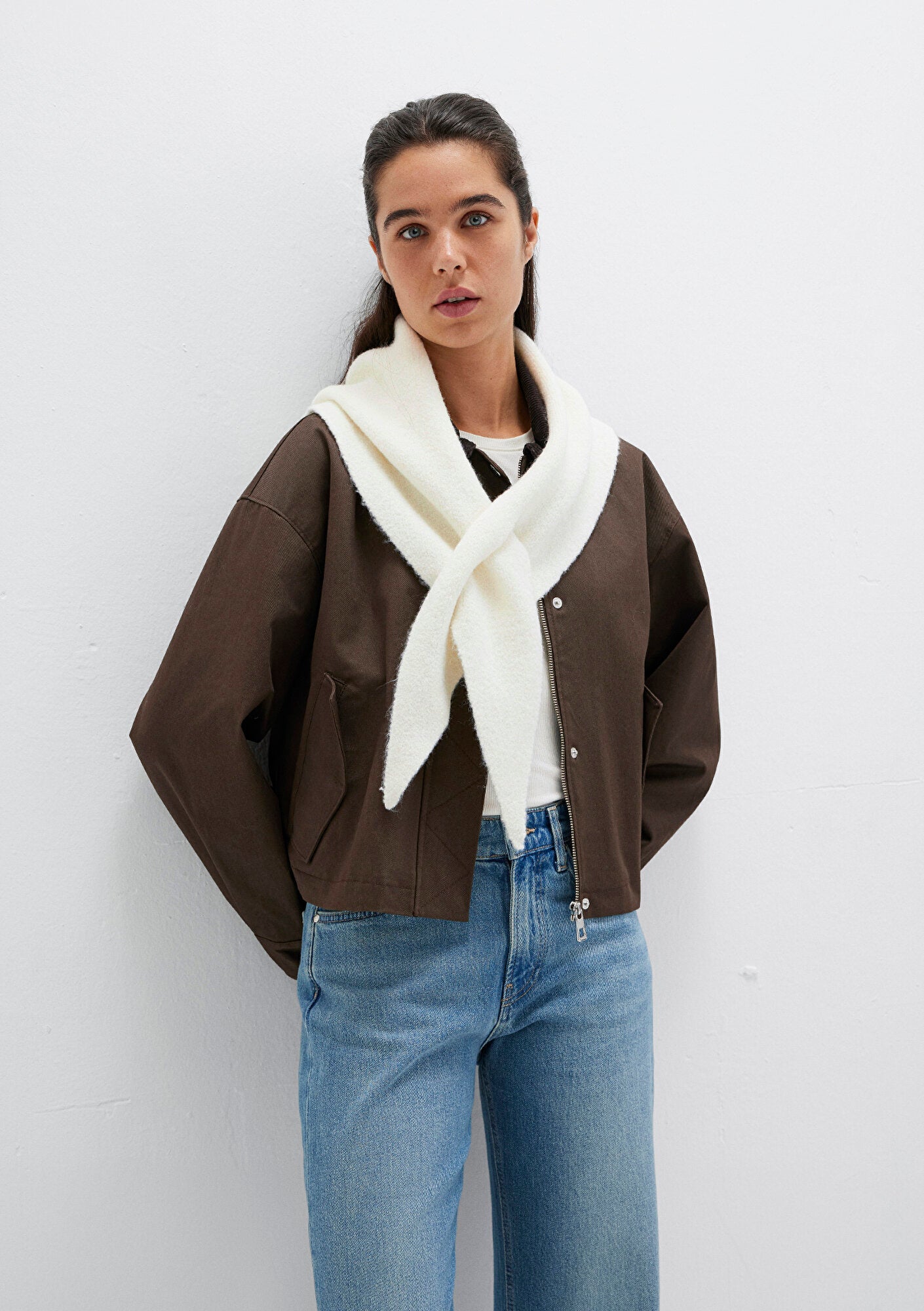 Wool Mix Ecru Scarf