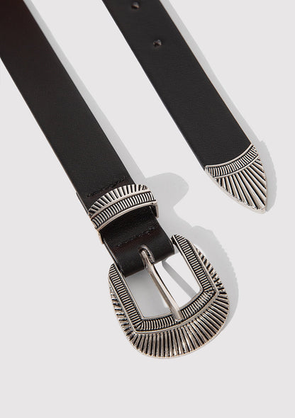 Black Faux Leather Belt