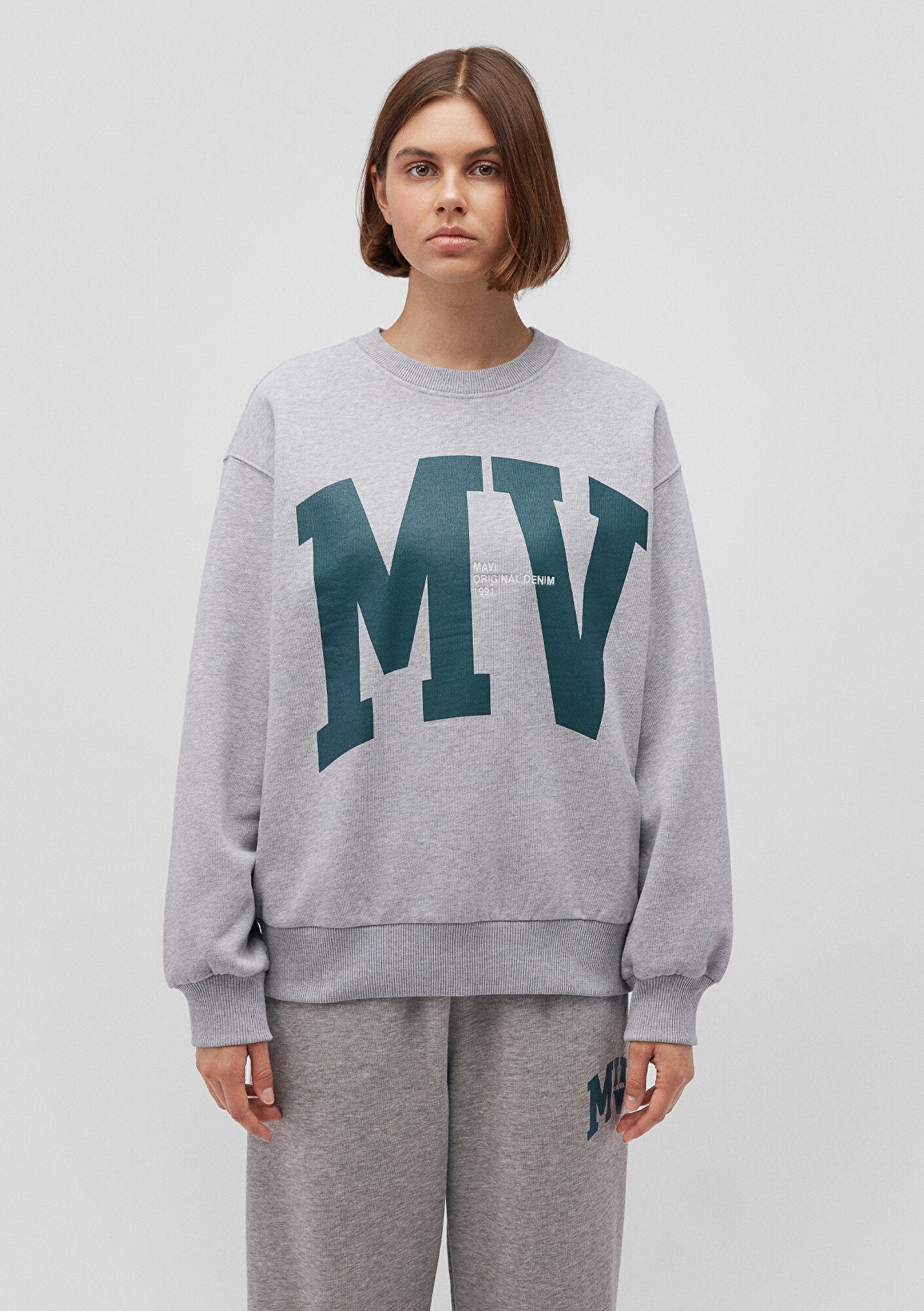 Mavi Logo Printed Grey Sweatshirt