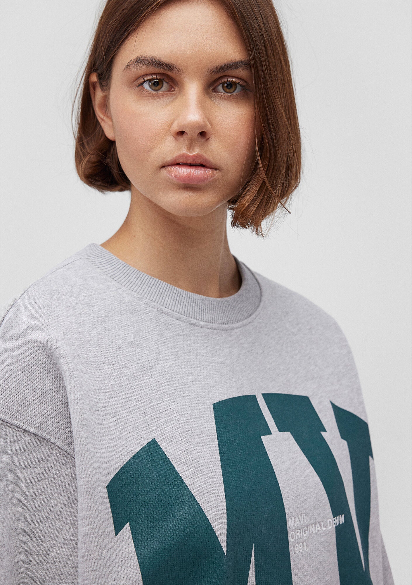 Mavi Logo Printed Grey Sweatshirt