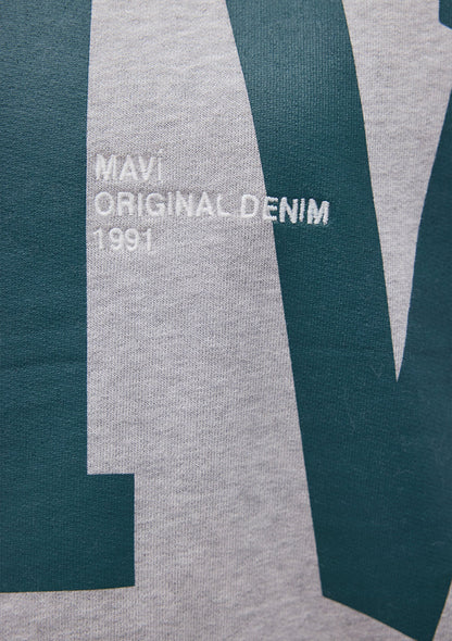 Mavi Logo Printed Grey Sweatshirt