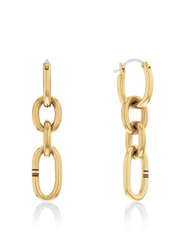 Tommy Hilfiger Women Chain Earrings Contrast Link Chain - 2780786